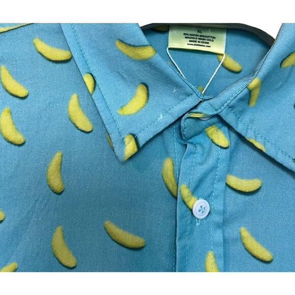 Zesties Size XL Blue Cotton Retro‎ 80s Style Beach Shirt Button Graphic Citrus - Picture 3 of 9